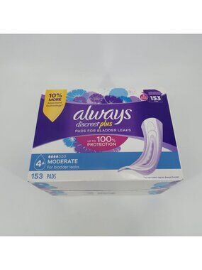 Always Discreet Plus Moderate Bladder Leak Protection Pads 153 Ct NEW